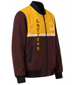 Zeta Phi Beta Bomber Jacket Yellow Brown Full Sleeve <b>Zipper</b> Closure Sport Style Breathable Lightweight Cotton Shell Autumn - Product Image 4