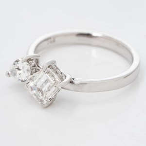 Sparkly Moissanite 0.50CT Pear & 1.00CT Emerald Cut Toi Et Moi <b>Ring</b> For Women's original 925 Silver You and Me Promise Gift Her - Product Image 2