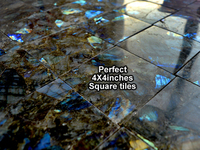 Plateau en labradorite, sous-verres carrés multicolores en pierre de lune arc-en-ciel naturelle, de haute qualité, polis, faits à la main, absorbants, pour