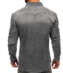 Chemises en jean pour hommes, coupe classique, en coton, écologiques, infroissables, décontractées, à manches longues, élégantes, pour la mode, vente en gros, fournisseur en vrac - Product Image 3