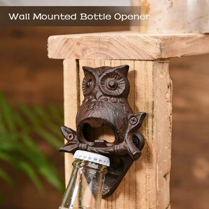 Abridor de Botellas de Pared con Diseño de Búho Vintage, Abridor de Cerveza de Hierro Fundido, Accesorios Rústicos para Bar, Decoración del Hogar, Regalo - Product Image 3
