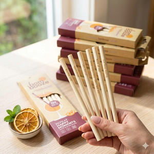 Pailles en bambou écologiques et durables - Pack en vrac pour smoothies et jus, réutilisables, sans PFAS, sans BPA, longueur 200 mm - Product Image 1