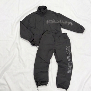 Custom Men's Winter Hooded Solid Tracksuit Windbreaker Set Spandex/Cotton Suit Jacket and <b>Track</b> <b>Pants</b> - Product Image 5