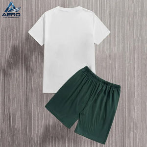 Green White Contrast Color Latest Style Men Street Wear Summer Short <b>Shirt</b> Set Men's Breathable Short Sleeve <b>Shirt</b> and Shorts - Product Image 3
