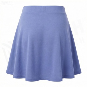 Jupe courte trapèze pour femme, couleur unie, taille élastique, polyester doux, style décontracté, toutes saisons - Product Image 2