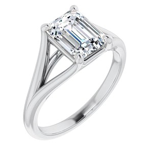 Classic <b>Emerald</b> Cut Moissanite Engagement <b>Ring</b> 925 Sterling <b>Silver</b> Split Shank Solitaire <b>Ring</b> Customized Wedding <b>Ring</b> For Her - Product Image 3
