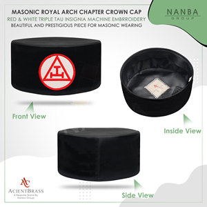 Gorra de Capítulo Royal Arch – Negra con Insignia Blanca y Roja - Product Image 3