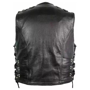Premium <b>Men's</b> PU <b>Leather</b> Vest Sleeveless <b>Waistcoat</b> Vintage Fashion Casual Outerwear OEM ODM Private Label Wholesale Supplier - Product Image 3