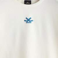 T-shirt à manches courtes pour homme - Col en V - Blanc avec logo bleu au dos - Haut décontracté 100% coton - Coupe classique - Anti-boulochage et séchage rapide