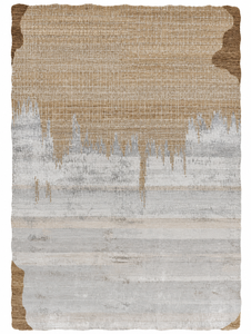 Tapis contemporain beige taupe neutre très vendu, tapis texturé abstrait pour salon et hôtel, tapis géométrique patchwork - Product Image 3