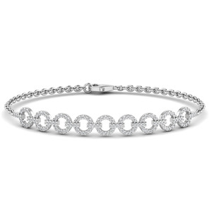 Pulsera de Oro Sólido de 14K con Diamante Cultivado en Laboratorio de Corte Brillante, Color Clásico E, Diseño de Halo Circular Abierto, Claridad VVS1, para Mujer - Product Image 5