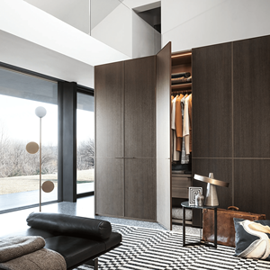 JY Project Customized Modern Wooden <b>Wardrobe</b> Melamine Walnut Color Sliding Door Freestanding Extendable Villa European E1/E0 - Product Image 3