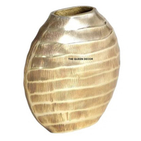 Vase à fleurs en métal de forme unique, en aluminium, design exclusif, plaqué or, texture en relief, best-seller