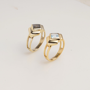 Natural Labradorite Square <b>Ring</b> in Gold Finish Geometric <b>Statement</b> <b>Ring</b> Modern Handmade Jewelry for Women Gift - Product Image 6