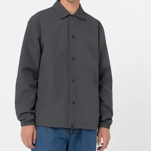 Veste Coach Légère Gris Foncé Uni avec Boutons Pression, Tissu Nylon, Style Minimaliste Décontracté Streetwear - Product Image 1