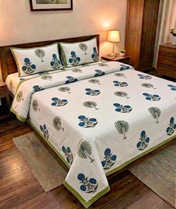 Parure de lit King Size au design unique, aspect tissu, avec 2 taies d'oreiller réversibles, imprimé réversible, tissu doux, disponible à la vente - Product Image 4