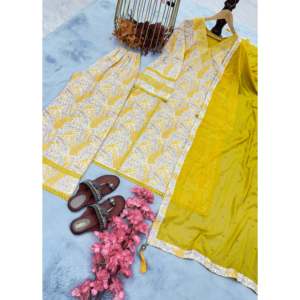 Conjunto de ropa de fiesta para mujer de diseñador Plazzo Dupatta para un aspecto elegante - Product Image 2