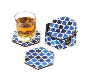 Posavasos de MDF hechos a mano con estampado floral en esmalte, posavasos reutilizables para bebidas, decoración de mesa, posavasos de madera maciza en oferta. - Product Image 3