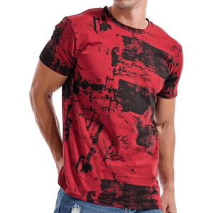 Vintage Acid Wash Mud Olive Green Crew Neck Men's Tshirt Wholesale Europe Daily Wear Top - Product Image 4