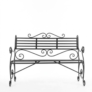 Weatherproof Powder Coated Wrought Iron Park <b>Bench</b> Custom Hand Forged <b>Metal</b> <b>Garden</b> Long Chair 2-Seater - Product Image 2