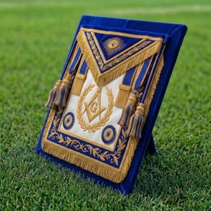 Insignia de collar masónico de lujo, cuero azul, bordado dorado, cuadrado con flecos y borlas, para coser, tamaño personalizado 3D, regalia - Product Image 3
