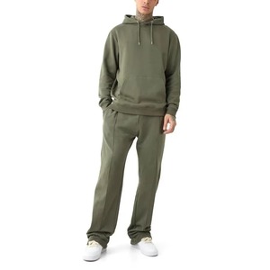 Conjunto de Sudadera con Capucha y Pantalones Deportivos para Hombre, Estampado, Informal, Tejido, 100% Algodón, Felpa, Ecológico, 300g, Ropa de Invierno, Cintura con Cordón - Product Image 1