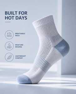 Breathable Mesh Eco-Friendly Solid Sports <b>Socks</b> Lightweight <b>Moisture</b> Wicking Crew <b>Socks</b> for Running Yoga Cycling Basketball - Product Image 1