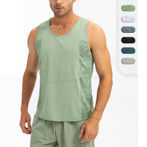 Débardeur sans manches en tricot à séchage rapide pour homme, sublimé, col rond, couleur unie, vêtements de sport, vert - Product Image 1