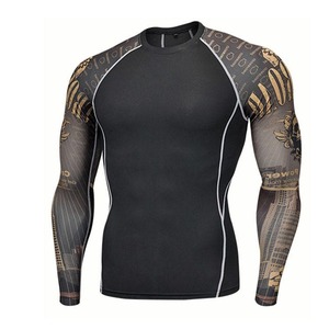 Wholesale Customized MMA Men's Rashguard Short Spandex/Polyester Anti-Bacterial Quick Dry Fitness <b>Boxing</b> Gym Rashguards - Product Image 4