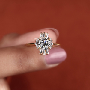 Anillo de Compromiso Vintage con Diamante Cultivado en Laboratorio, Oro Amarillo de 14K, Corte Redondo, Estilo Art Deco, Anillo de Novia para Mujer, Proveedor Mayorista - Product Image 6