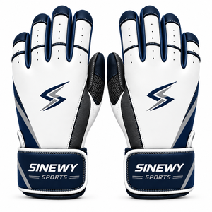 Gants de frappe Sinewy Sports blancs, noirs et or avec rayures, protection complète des doigts pour le baseball et le softball - Product Image 3
