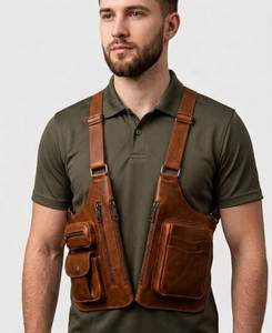 Sac à bandoulière tactique FAZMAX en cuir Oxford, sac à dos unisexe, doublure en cuir véritable, fermeture éclair, sangle détachable - Product Image 2