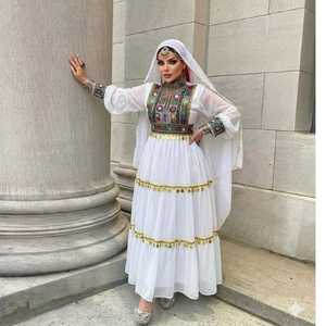 Hot Selling Women's Long Sleeve Lace Embroidered Patch Design High Quality Vintage A-Line Full-Length Party Afghani Kuchi Dress - Product Image 6