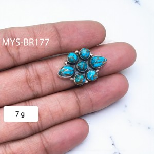 แหวนเงินแท้ 925 ประดับด้วยพลอยเทอร์ควอยซ์สีน้ำเงินธรรมชาติ ราคาขายส่ง เหมาะสำหรับผู้หญิง สาวๆ เด็กๆ และทุกเพศทุกวัย - Product Image 1