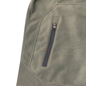 Chaqueta de forro polar verde con cremallera completa, forro naranja, puños acanalados, bolsillos laterales, ropa de forro polar de marca privada, cortavientos de invierno con cremallera completa - Product Image 5
