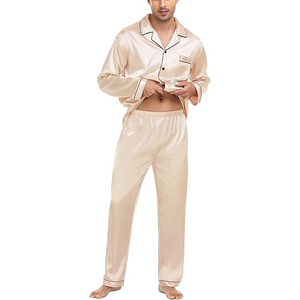 <b>Men</b> Night Suit Button Front Spread Collar Long Pants <b>Set</b> Drawstring Waist Soft Warm Winter Sleepwear - Product Image 5