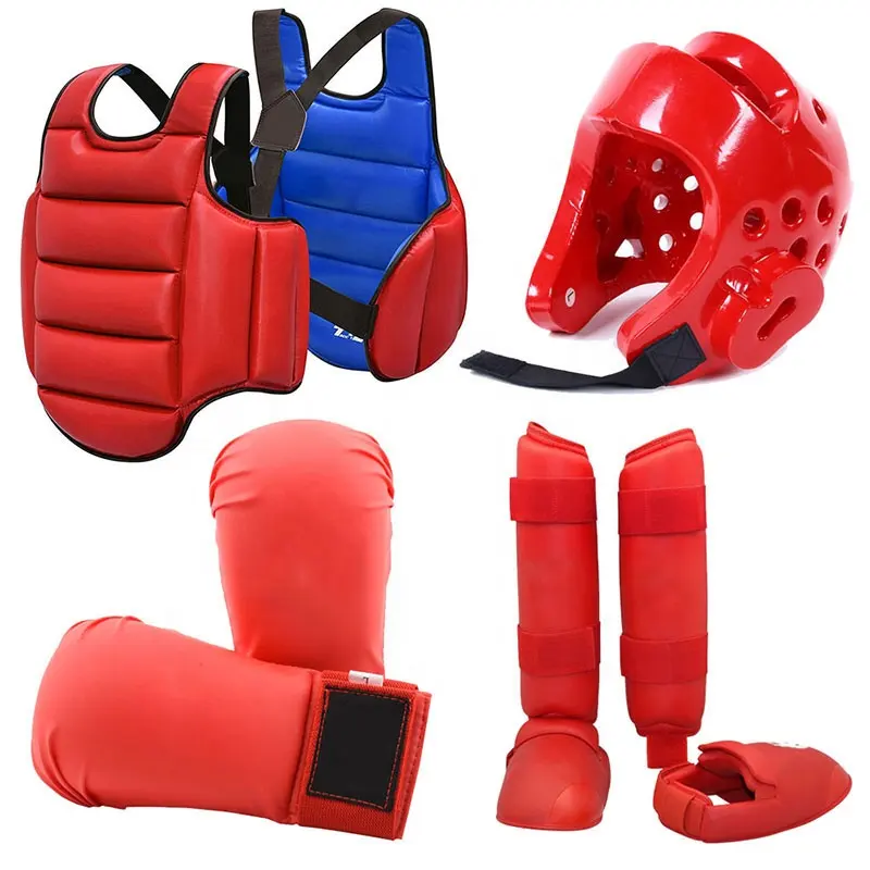 Conjunto de equipamento de boxe para karate, uniforme de shin guard, artes marciais, equipamento de boxe para mma, treinamento, taekassistdo, equipamento de proteção para o peito