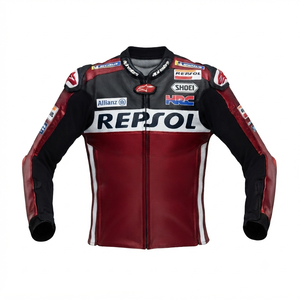 Men’s Cowhide Leather <b>Racing</b> <b>Jacket</b>/Chaqueta MotoCP Style CE Level 2 Armor Motorcycle Track Riding Protective Gear CE - Product Image 1
