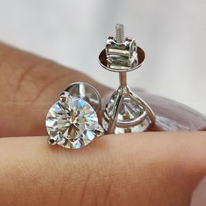 Boucles d'oreilles clous en diamant rond raffiné en or blanc 0,25 à 3,00 carats total (CTW) qualité E-F VS – Collection de bijoux élégants - Product Image 5