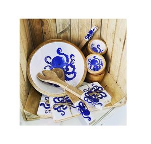 ชามสลัดไม้ทำมือพร้อมลายดอกไม้ด้านใน ชามเสิร์ฟขนาดใหญ่สำหรับตกแต่ง เป็นมิตรกับสิ่งแวดล้อม เหมาะสำหรับใช้บนโต๊ะอาหาร - Product Image 2