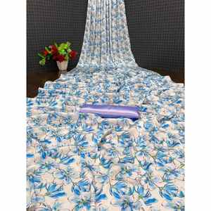 SAREE IMPRESO DIGITAL 4D DE SEDA SUAVE A LA MODA CON BLUSA SIN COSTAR SKY - Product Image 1