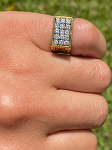 Women's SV JEWELS 18K <b>Gold</b> Plated IGI Certified <b>Cocktail</b> <b>Ring</b> Diamond Pave Setting Geometric Design Hiphop Wedding Band Gift - Product Image 4