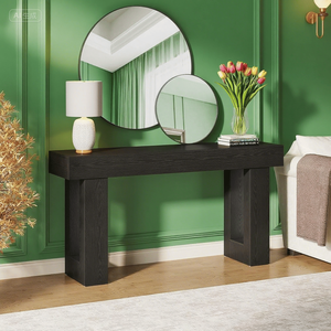 Long Modern Luxury Console <b>Table</b> Solid Wood with <b>Mirrored</b> Stainless Steel <b>Top</b> for Living Room Entry Farmhouse Hotel Decoration - Product Image 4