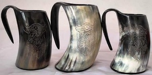 Chope à boire Viking en corne de buffle, faite à la main, naturelle et polie, style médiéval FAIZA CRAFT - Product Image 4
