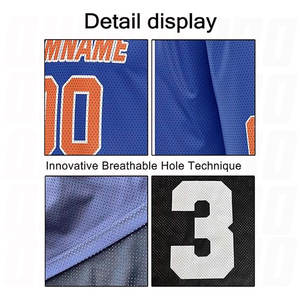 Uniforme de Baloncesto Reversible con Logotipos y Números Personalizados, Tela de Malla de Secado Rápido, Jersey y Pantalones Cortos de Baloncesto de Alta Calidad en Naranja y Azul - Product Image 4