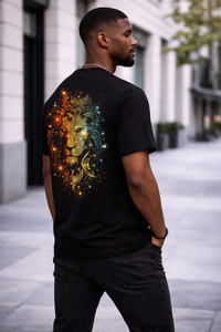 Camiseta Negra Oversize para Hombre, Estilo Veraniego con Estampado de León con Pedrería, Algodón, Estilo Urbano, Corte Holgado, Logotipo Personalizado, Último Diseño - Product Image 5