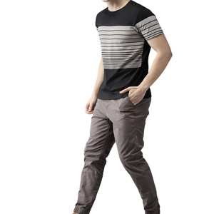 2026 Oversized T-shirts Heavyweight Cotton Custom Logo Strip Blank T Shirts 100% Cotton <b>Drop</b> Shoulder Crew Neck Summer Tee - Product Image 1