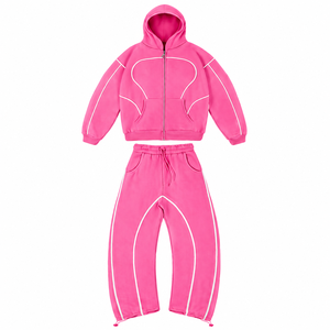 Unisex Oversized Tracksuit Set Hoodie Joggers Streetwear Fleece Two Piece Custom Logo OEM - Product Image 3