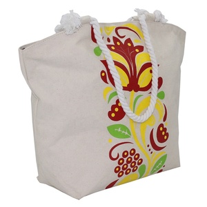 Shopping <b>Tote</b> Bag High Quality Customize Print Twisted Rope Handle Cotton Canvas Fabric Eco Friendly Beach Bag - Product Image 2