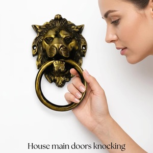 Traditional Cast Iron Lion Head <b>Door</b> Knocker for Entry <b>Doors</b> Kitchen & Living Room Use Durable Design - Product Image 1